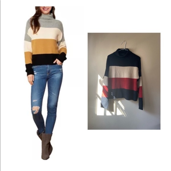 CLICHÉ Color Block Turtle Neck Pullover - Picture 1 of 10